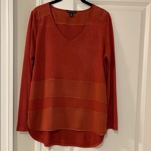 Tribal Rust Color Mixed Media Top with Long Sleeves